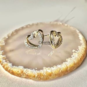 Love heart Earrings Gold Plated Cubic Zircon Crystal Cute Jewelry For Women Girl